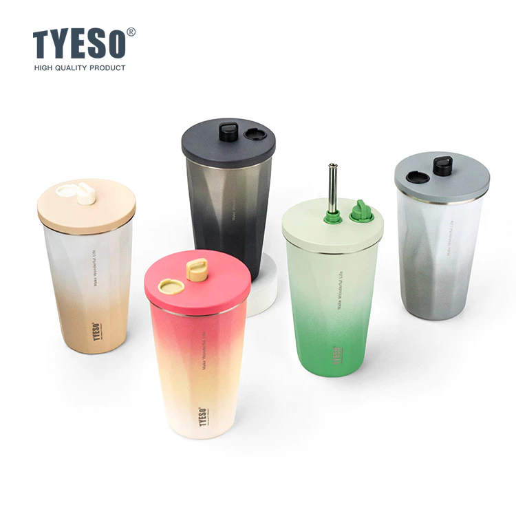 พร้อมส่ง TYESO (ของแท้) แก้วเก็บอุณหภูมิ600ml. sus304 มีหลอด+แปรงทำความสะอาด