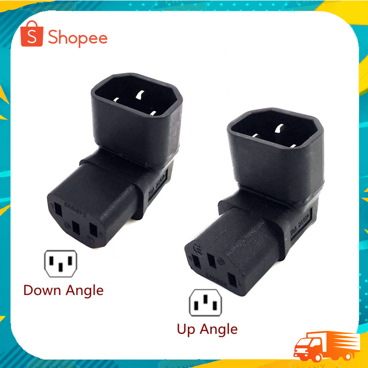 หัวปลั๊ก IEC 320 C13 to C14 AC Plug Converter, C14 to C13 Up/Down Angle Power Adapter Plug, 3Pin 10A