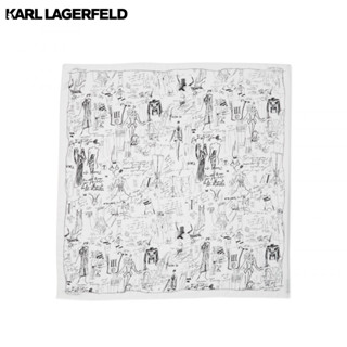 Karl Lagerfeld - K/ARCHIVE SKETCH ALL-OVER-PRINT SCARF 235W3303 ผ้าพันคอ WHITE