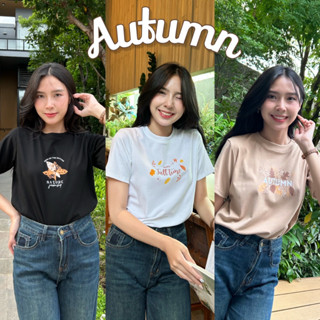 Jarikashop - เสื้อยืดลาย Autumn  ( งานป้าย.. Jarika ) ( จ189 )