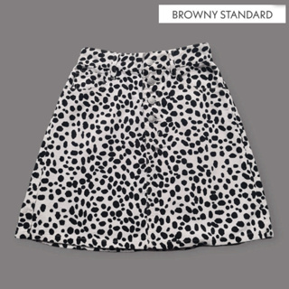 กระโปรงทรงเอลูกฟูกขาวดำ BROWNY STANDARD