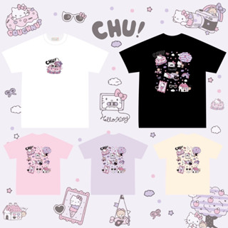 เสื้อยืดโอเวอร์ไซส์ ลาย CHU คิดตี้ สกรีนหลัง อก 44-46" ยาว 28" ป้าย Just a chill day