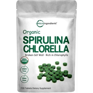 Organic Spirulina Chlorella 3000 mg, 720 Tablets