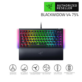 Razer BlackWidow V4 75% - Black Hot-swappable Mechanical Gaming Keyboard - คีย์แคป US (คีย์บอร์ดเกมมิ่ง)