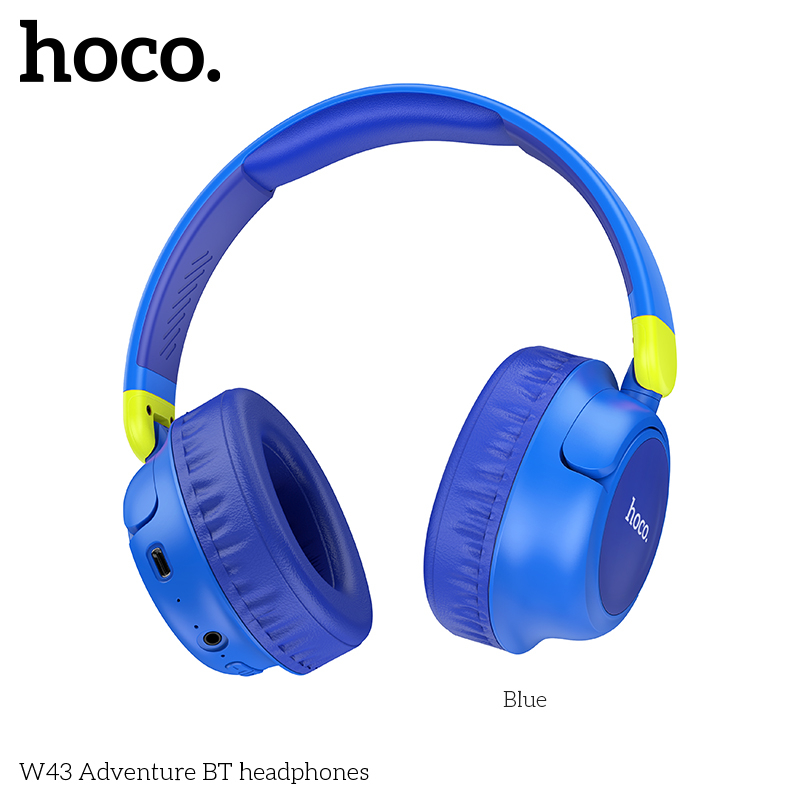 HOCO W43 หูฟังบลูทูธ BT 5.3 สีสันสดใส พับเก็บได้ ใส่สบาย คุณภาพดี HiFi Audio รองรับสาย AUX / TF Card แบต 25ชม เฮดโฟน hc3