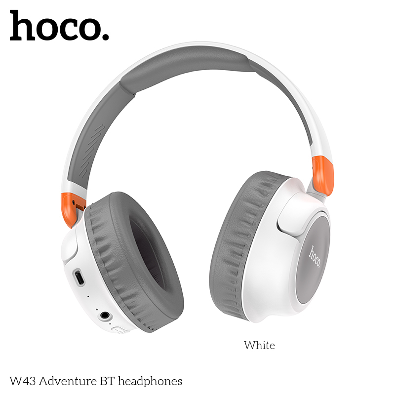 HOCO W43 หูฟังบลูทูธ BT 5.3 สีสันสดใส พับเก็บได้ ใส่สบาย คุณภาพดี HiFi Audio รองรับสาย AUX / TF Card แบต 25ชม เฮดโฟน hc3