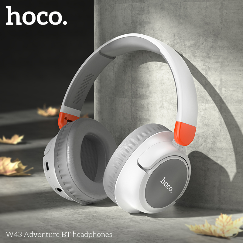 HOCO W43 หูฟังบลูทูธ BT 5.3 สีสันสดใส พับเก็บได้ ใส่สบาย คุณภาพดี HiFi Audio รองรับสาย AUX / TF Card แบต 25ชม เฮดโฟน hc3