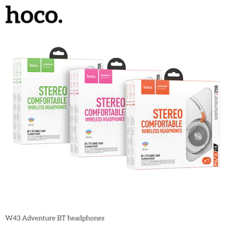 HOCO W43 หูฟังบลูทูธ BT 5.3 สีสันสดใส พับเก็บได้ ใส่สบาย คุณภาพดี HiFi Audio รองรับสาย AUX / TF Card แบต 25ชม เฮดโฟน hc3