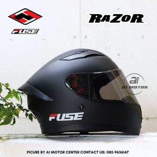 หมวกกันน็อคเต็มใบ FUSE รุ่น Razor สีดำด้าน  นวมถอดซักได้  น้ำหนักเบา ทรงสวย มาตรฐาน มอก. ไซส์ M L XL