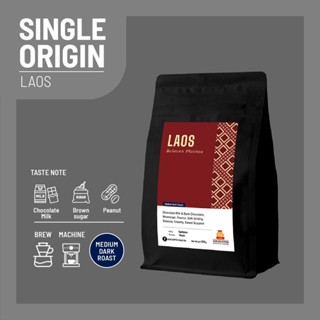 เมล็ดกาแฟ คั่วกลางเข้ม Laos Boloven Medium dark สู้นม 200 g.