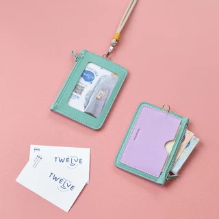 สลักชื่อฟรีTwelve ID Holder(DAY) ป้ายหนัง มีซิป ซองบัตรแบบคล้องคอ ที่ใส่บัตรพนักงาน ที่ใส่บัตรแขวนคอ