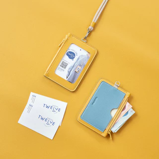 สลักชื่อฟรีTwelve ID Holder(DAY) ป้ายหนัง มีซิป ซองบัตรแบบคล้องคอ ที่ใส่บัตรพนักงาน ที่ใส่บัตรแขวนคอ