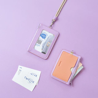 สลักชื่อฟรีTwelve ID Holder(DAY) ป้ายหนัง มีซิป ซองบัตรแบบคล้องคอ ที่ใส่บัตรพนักงาน ที่ใส่บัตรแขวนคอ
