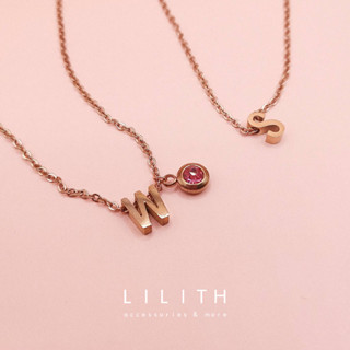 Lilith - Alphabet Rose gold Necklace สร้อยคอ จี้ A-Z สีโรสโกลด์