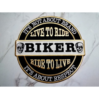 ตัวรีดติดเสื้อขนาดใหญ่ BIKER กะโหลก แจ๊คเก็ต อาร์ม  ยีนส์ Hipster Embroidered Iron on Patch  DIY