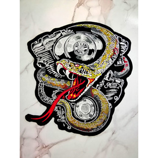 ตัวรีดติดเสื้อขนาดใหญ่ BIKER กะโหลก แจ๊คเก็ต อาร์ม  ยีนส์ Hipster Embroidered Iron on Patch  DIY