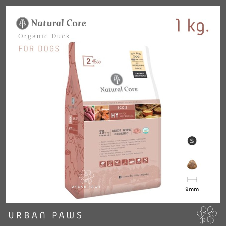 อาหารสุนัข Natural Core – ECO2 Organic Duck & Sweet Potato สูตรเป็ด จากเกาหลี  ขนาด 1 kg ราคา ถูกที่สุด ดีลบีเคเค