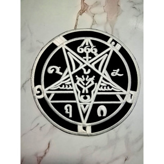 ตัวรีดติดเสื้อขนาดใหญ่ SATAN กะโหลก แจ๊คเก็ต อาร์ม  ยีนส์ Hipster Embroidered Iron on Patch  DIY