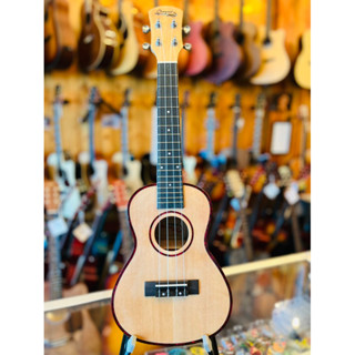 💥💥Ukulele Overspeed รุ่นUk24 kys fm คอนเสิร์ตขนาด 24 นิ้ว งานไม้แท้ Top solid  สวยเงามากๆ เดินขอบไบดิ้งสีแดงรอบตัวจร้า