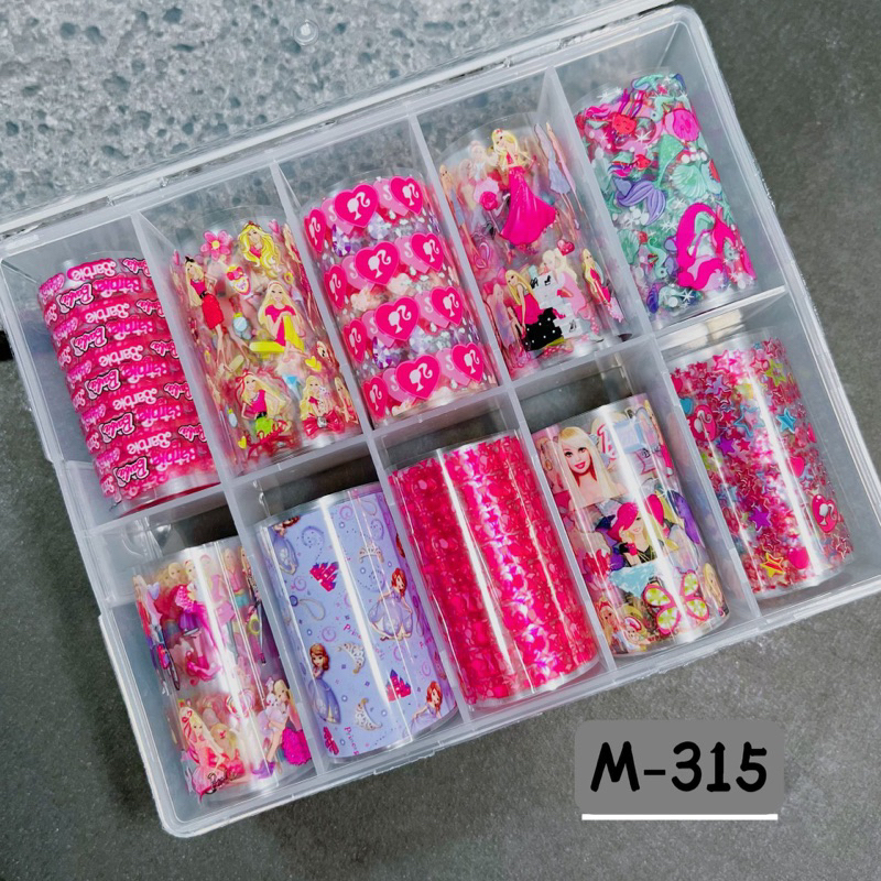พร้อมส่ง ฟอยล์ลอกลายบารบี้นางเหงือกพื้นใสลอกง่าย 1กล่องมี 10ลาย