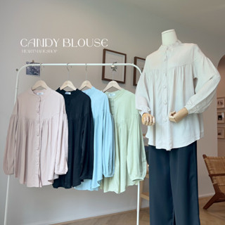 candy blouse🎀🛋️(สินค้าพร้อมส่ง)เสื้อกระดุมยาวผ้าไหมญี่ปุ่นทรงแขนบอลลูน