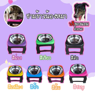ชามอาหารหมาสแตนเลสเพื่อสุขภาพลดปัญหาเกี่ยวกับคอและหลังชามอาหารสัตว์ปลอดภัยล้างง่ายส่งไวมีเก็บปลายทางสั่งเลย