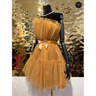 เดรสสุดเปรี้ยวหวาน Joyfunear Bow Front Layered Tube Tulle Dress