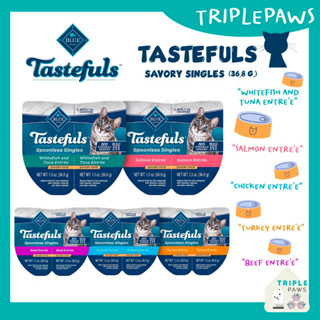 (พร้อมส่ง)Blue Buffalo Tastefuls Savory Singles Adult Pate&amp;Cuts in Gravy ขนาด 73.6g อาหารแมวโฮลิสติกจากอเมริกา