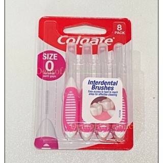 Colgate interdental brush แปรงซอกฟัน คอลเกต แพ็คละ 8 ด้าม มี 2 ขนาด สีชมพูและสีฟ้า