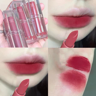 L-08🌟Cappuvini ลิปสติก เนื้อแมตต์ กํามะหยี่ หลอดใส 6 สี อะคริลิคใส กันน้ํา กันเหงื่อ ติดทนนาน