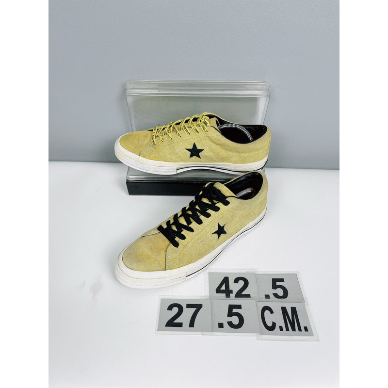 รองเท้า Converse Sz.9us42.5eu27.5cm รุ่นOne Star OX สีเหลือง รุ่นพิเศษเชือกสลับ