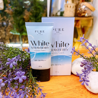 (ไม่แท้ยินดีคืนเงิน)PURE ครีมเพียว กันแดด White Strawberry Sunscreen กันน้ำกันเหงื่อ ทาแล้วสวย SPF50+++ ขนาด 20 g.