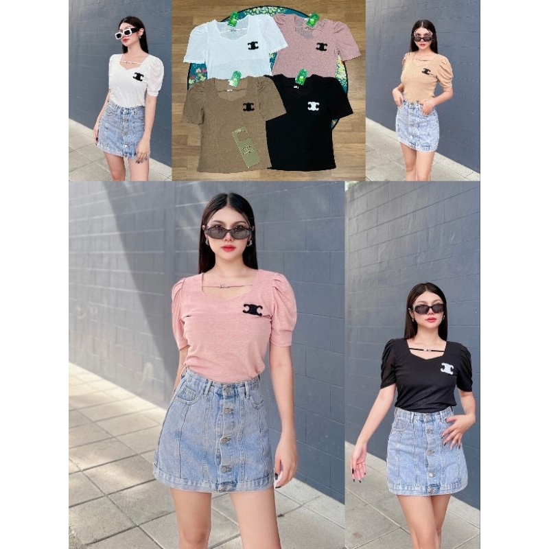 เสื้อยืด ลายเท่ห์ๆ ผ้าสลาฟ #ส่งฟรี⚘แขนสั้น #Kana3 ฟรีไซส์ รอบอกก่อนยืด 36-40" ความยาว 23"