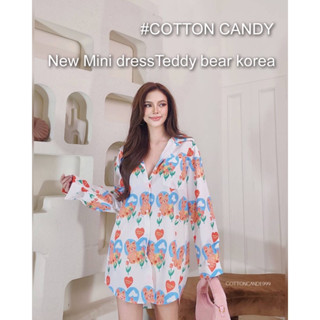 #COTTON CANDY 🍭เสื้อเชิ้ตตัวยาว New Mini dressTeddy bear korea