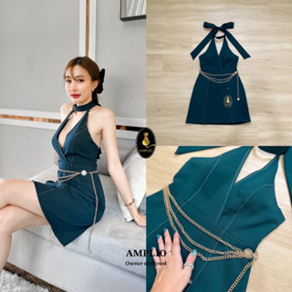 AMPLIO: DRESS:โทนสีเขียวเข้มน้ำทะเล(*สอบถามสต๊อกก่อนกดสั่งน๊า)