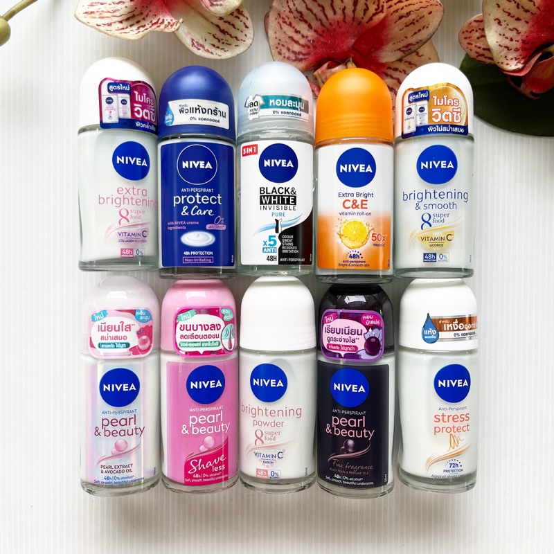 40, 50 ml. ผลิต 07/24 Nivea Roll On นีเวีย โรลออน ลดเหงื่อ และระงับกลิ่นกาย ผู้หญิง