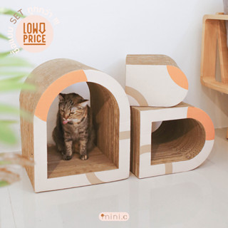 mini.c Pattern ARC cat scratcher - ที่ลับเล็บแมว ที่ฝนเล็บแมว ที่ข่วนเล็บแมว ของเล่นแมว บ้านแมว คอนโดแมว ทรงโค้ง