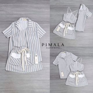 ราคาถูกที่สุด!! Pimala Setเสื้อครอป+กระโปรง+เสื้อเชิ้ต