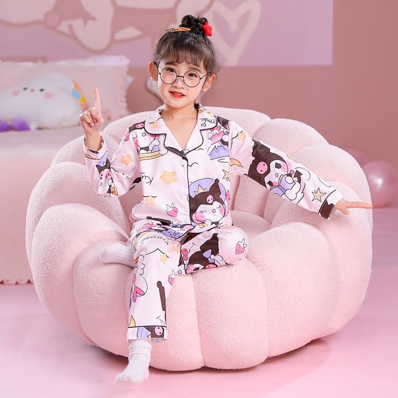 (พร้อมส่ง) ชุดนอนเด็ก ผ้าพรีเมี่ยมหนา 95-165 ซม. ขนาดเล็กถึงขนาดใหญ่ Size L เด็กผู้หญิง