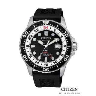 CITIZEN Eco-Drive BJ7110-11E Super-Titanium GMT Promaster Diver Mens Watch (นาฬิกาผู้ชายพลังงานแสง)