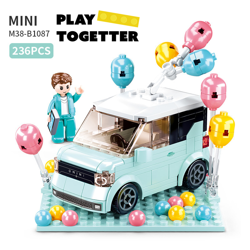 ชุดตัวบล็อคต่อ รถQMINI พร้อมฐานตั้งโชว์