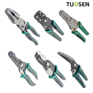 TUOSEN คีมปอกสายไฟ อเนกประสงค์ ตัด ปอก ขัน ย้ำสายไฟ บีบ คีมช…