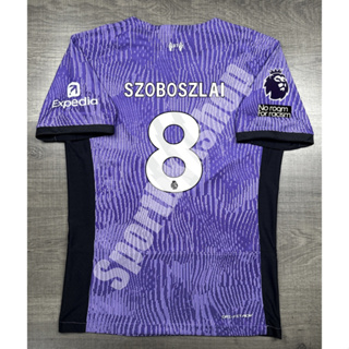 [Player] - เสื้อฟุตบอล ลิเวอร์พูล Third ม่วง 2023/24 เกรดนักเตะ อาร์ม EPL ชื่อ 8 SZOBOSZLAI 9 DARWIN 10 MAC ALLISTER