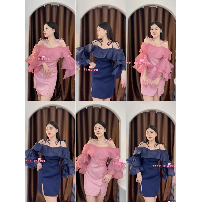 💕ShopBypuy💕ชุดเดรสออกงานแต่งผ้าแก้วชั้นๆ📌