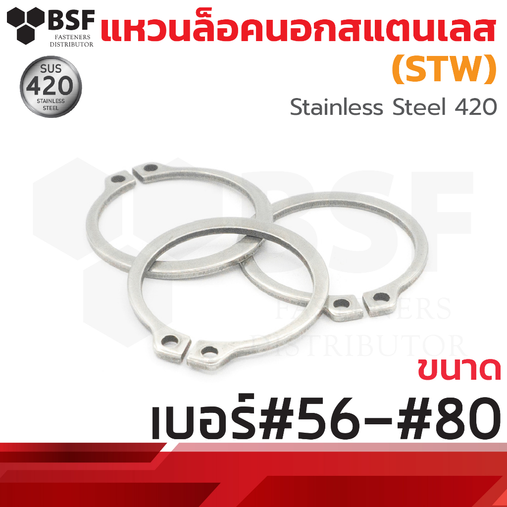 แหวนล็อคนอก สแตนเลส SUS420 ขนาด (STW) เบอร์#56 - เบอร์#80
