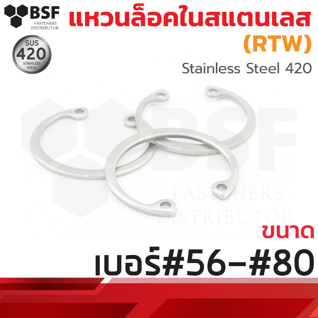 แหวนล็อคใน สแตนเลส SUS420 (RTW) ขนาด เบอร์#56 - เบอร์#80
