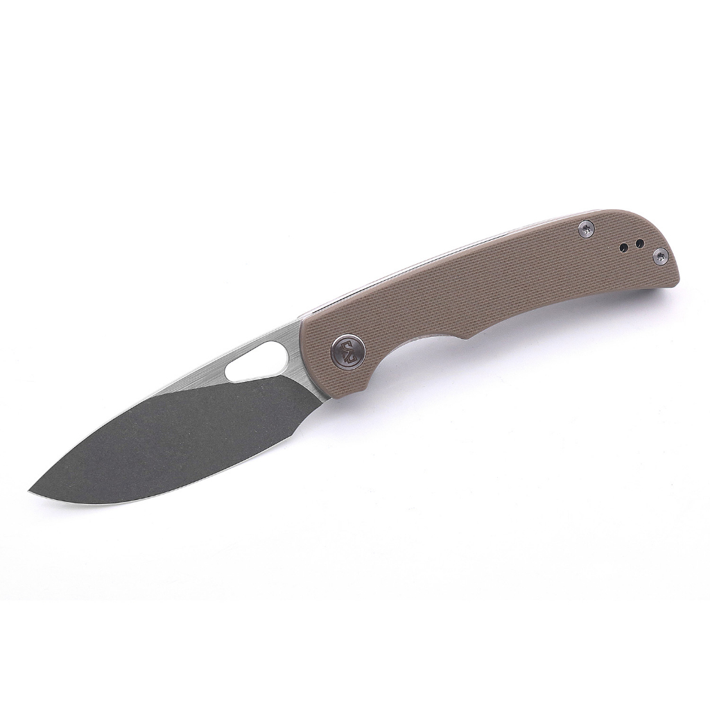 Miguron มีด Moyarl พับ 14C28N Stonewash และซาตินใบมีด Tan G10 Handle ยุทธวิธี Survival