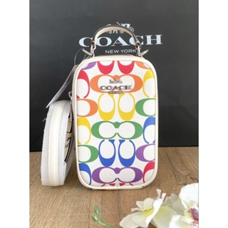 🌈กระเป๋า สะพาย สีขาว ลายC สี รุ้ง🌈
🌈🌈New Coach Eva Phone Crossbody In Rainbow Signature