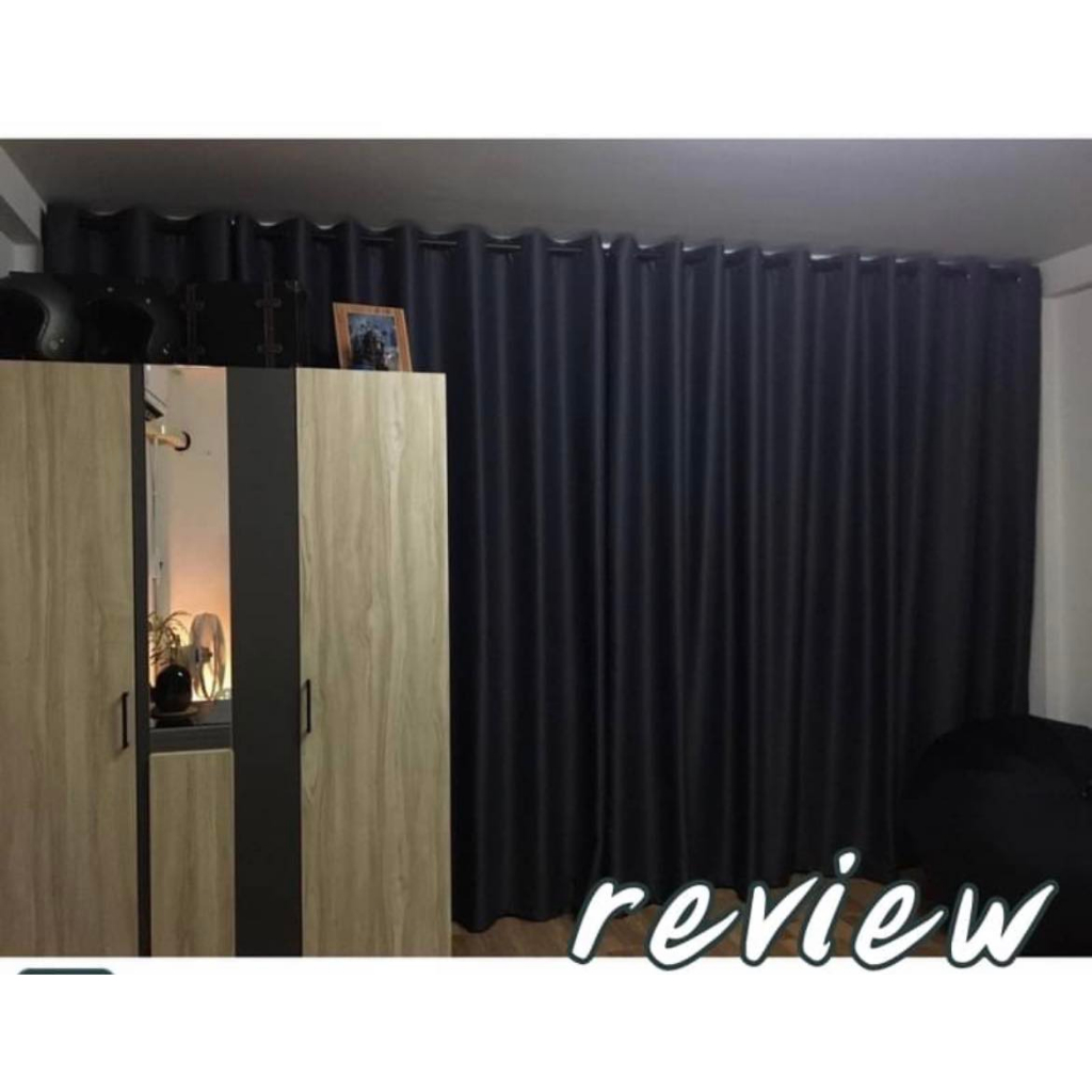 แนะนำ ผ้าม่าน ผ้าม่านกั้นห้องสีเทาเจาะตาไก่สำเร็จรูปเนื้อผ้าหนากันแสงUV 95-100% ราคาพิเศษ มีเก็บเงินปลายทาง