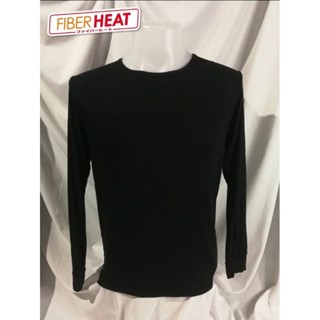 FIBER HEAT (HEATTECH) Brand_2nd hand เสื้อยืดแขนยาวคอกลมสีเทา Size M แท้มือสองกระสอบนำเข้า​